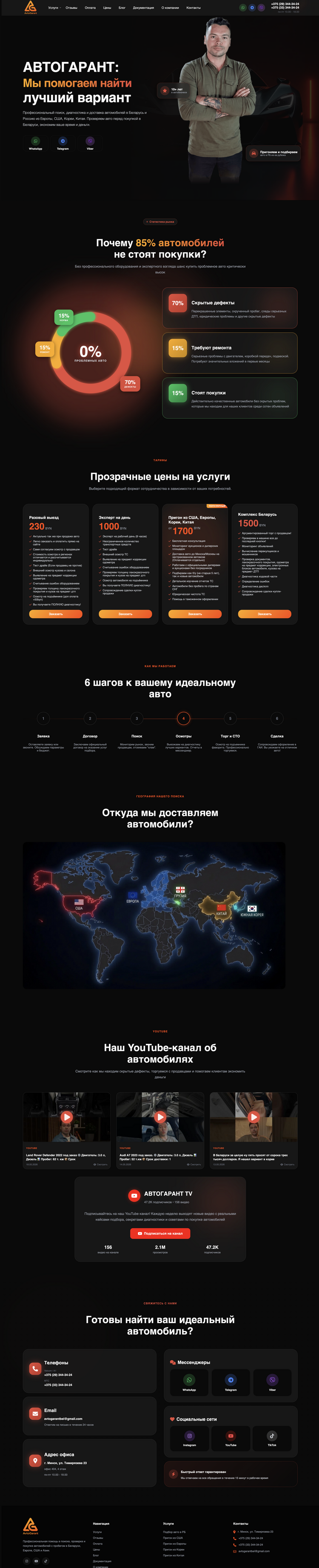 Сайт по подбору авто компании Автогарант